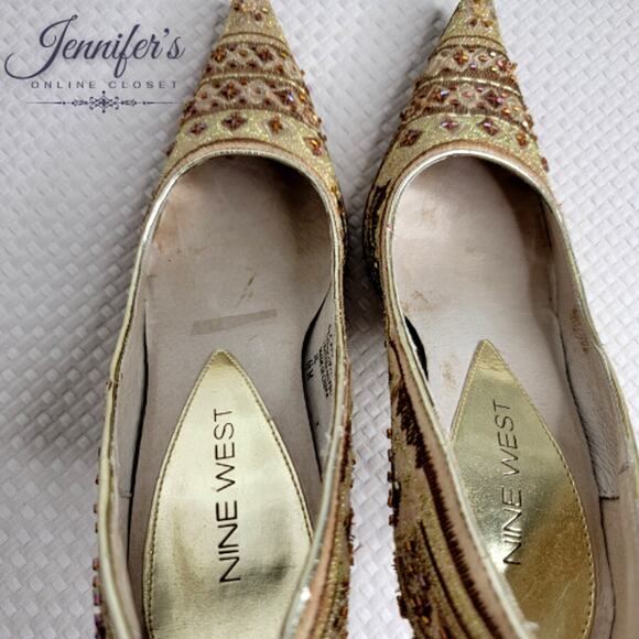 Nine West Casanova Brocade Beaded Pointed Toe Heels Size 6.5 - Picture 15 of 16